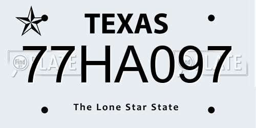 77HA097 Texas License Plate