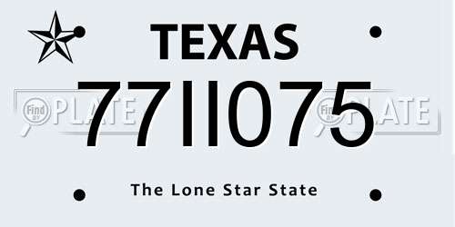 77II075 Texas License Plate