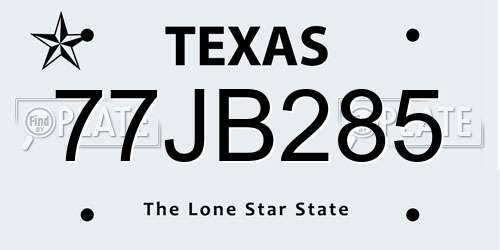 77JB285 Texas License Plate