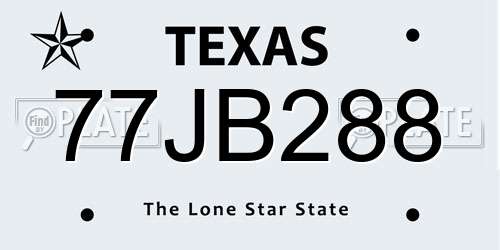 77JB288 Texas License Plate