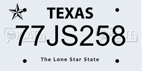 77JS258 Texas License Plate