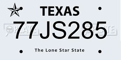 77JS285 Texas License Plate