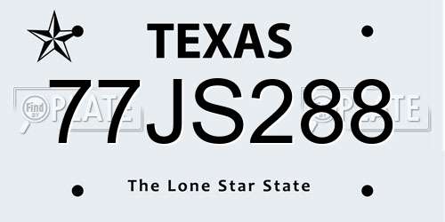 77JS288 Texas License Plate
