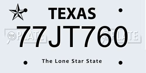 77JT760 Texas License Plate