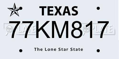 77KM817 Texas License Plate
