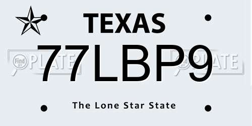 77LBP9 Texas License Plate