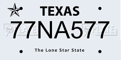 77NA577 Texas License Plate