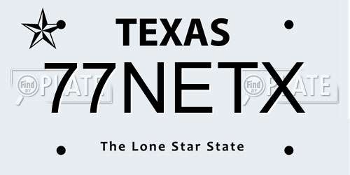 77NETX Texas License Plate