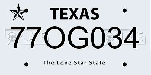 77OG034 Texas License Plate