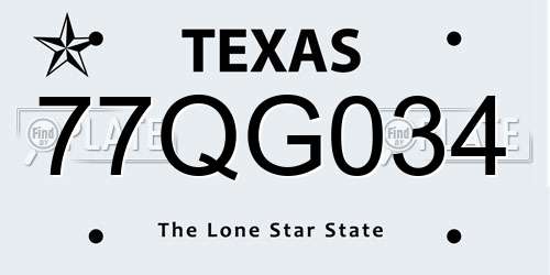 77QG034 Texas License Plate
