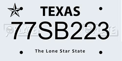 77SB223 Texas License Plate