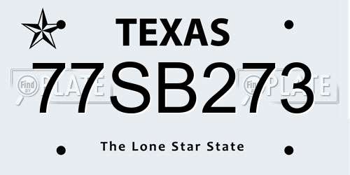 77SB273 Texas License Plate