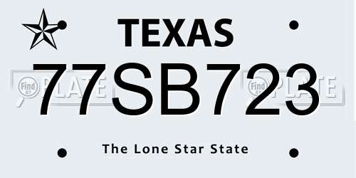 77SB723 Texas License Plate