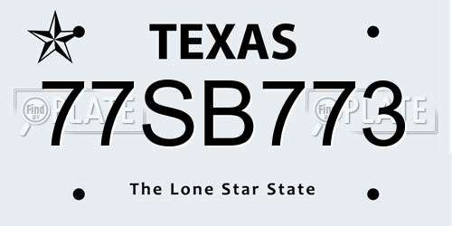 77SB773 Texas License Plate