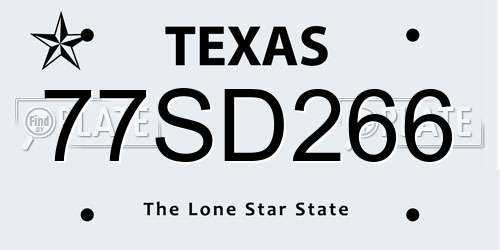 77SD266 Texas License Plate