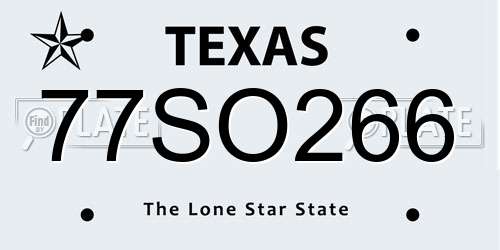 77SO266 Texas License Plate