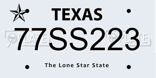 77SS223 Texas License Plate