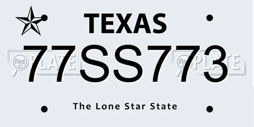 77SS773 Texas License Plate