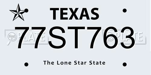 77ST763 Texas License Plate