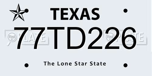 77TD226 Texas License Plate