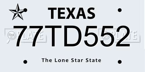 77TD552 Texas License Plate