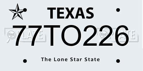77TO226 Texas License Plate