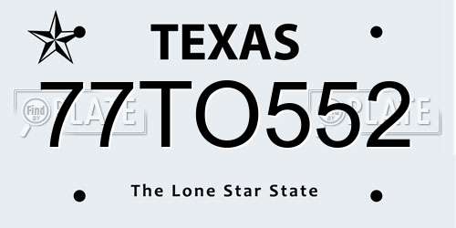 77TO552 Texas License Plate