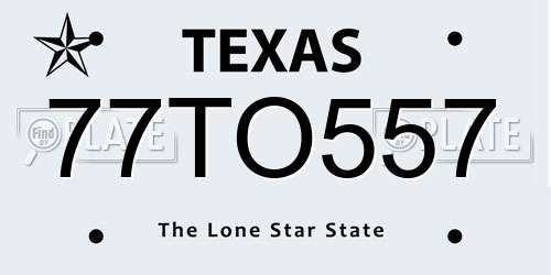 77TO557 Texas License Plate