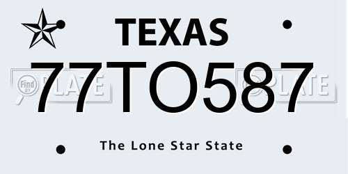 77TO587 Texas License Plate