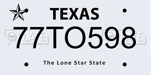 77TO598 Texas License Plate