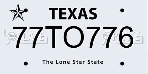 77TO776 Texas License Plate