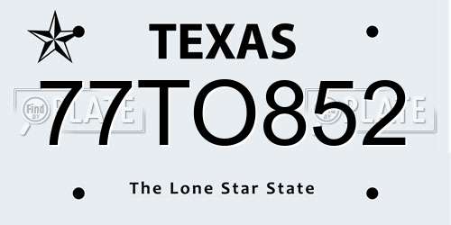 77TO852 Texas License Plate