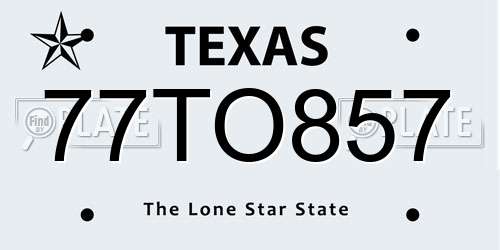 77TO857 Texas License Plate