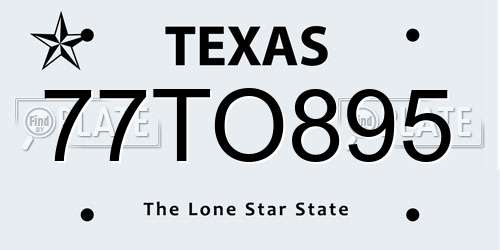 77TO895 Texas License Plate