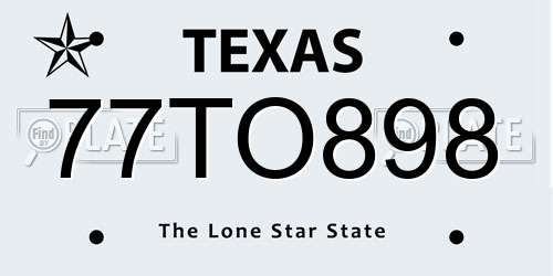 77TO898 Texas License Plate