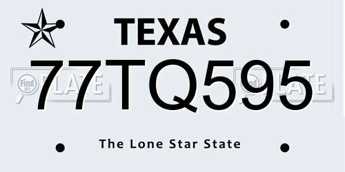 77TQ595 Texas License Plate