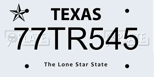 77TR545 Texas License Plate