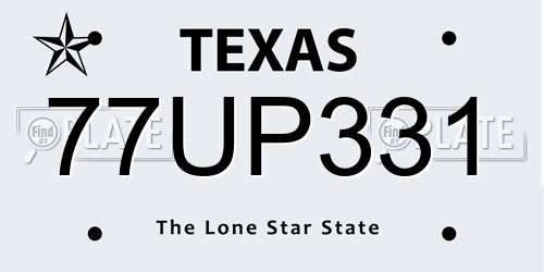 77UP331 Texas License Plate