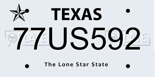 77US592 Texas License Plate