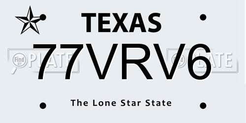 77VRV6 Texas License Plate