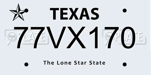 77VX170 Texas License Plate