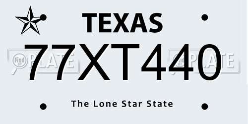 77XT440 Texas License Plate
