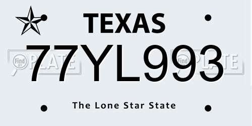77YL993 Texas License Plate