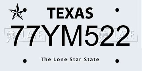 77YM522 Texas License Plate
