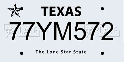77YM572 Texas License Plate
