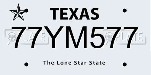 77YM577 Texas License Plate