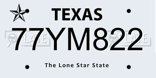 77YM822 Texas License Plate