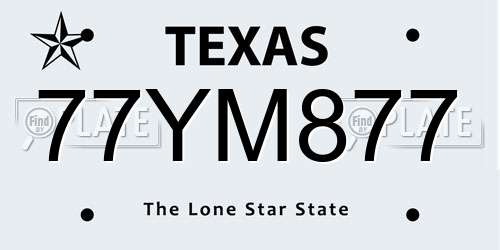 77YM877 Texas License Plate