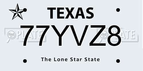 77YVZ8 Texas License Plate