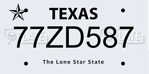 77ZD587 Texas License Plate